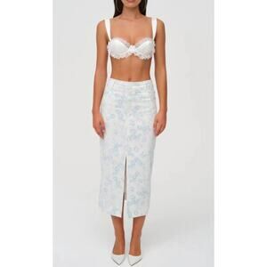 For Love & Lemons  Chantal Denim Midi Skirt